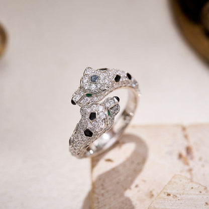 [Camiery] PANTHERE DOUBLE HEADED FULL DIAMOND  RING