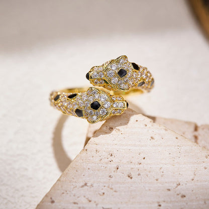 [Camiery] PANTHERE DOUBLE HEADED FULL DIAMOND  RING