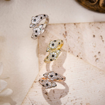 [Camiery] PANTHERE DOUBLE HEADED FULL DIAMOND  RING