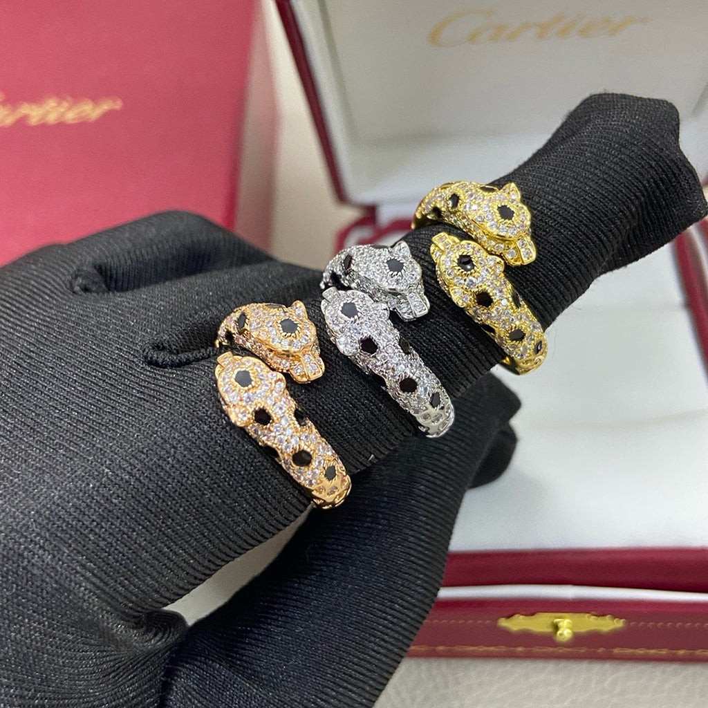 [Camiery] PANTHERE DOUBLE HEADED FULL DIAMOND  RING