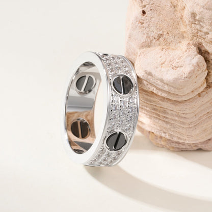 [Camiery] LOVE RING 5.5MM DIAMONDS PAVED CERAMIC