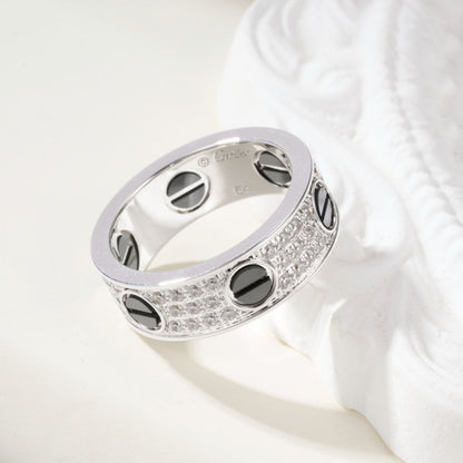 [Camiery] LOVE RING 5.5MM DIAMONDS PAVED CERAMIC
