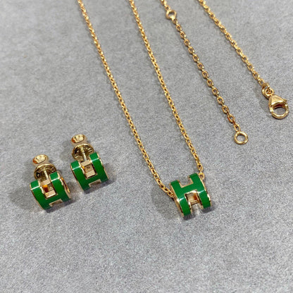 [Camiery]POP H GREEN NECKLACE SILVER AND GOLD