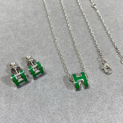 [Camiery]POP H GREEN NECKLACE SILVER AND GOLD