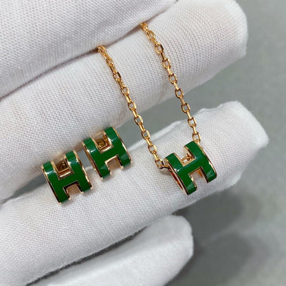 [Camiery]POP H GREEN NECKLACE SILVER AND GOLD