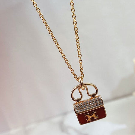 [Camiery]CONSTANCE RED PEDANT PINK GOLD NECKLACE
