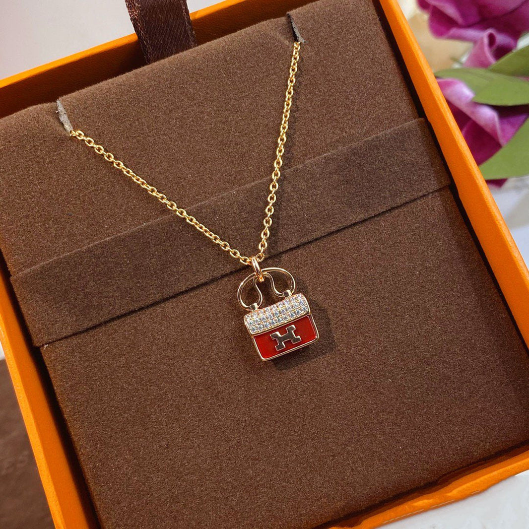 [Camiery]CONSTANCE RED PEDANT PINK GOLD NECKLACE