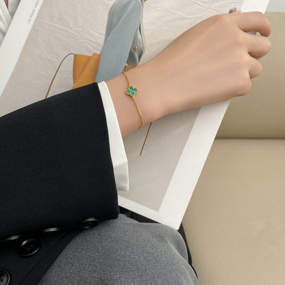 [Camiery]CLOVER BRACELET MALACHITE 1 MOTIF