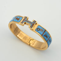 [Camiery]H PINK GOLD BRACELET BLUE CERAMIC