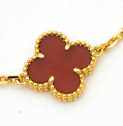 [Camiery]CLOVER  5 MOTIFS CARNELIAN GOLD BRACELET