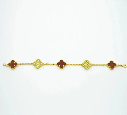 [Camiery] CLOVER 5 MOTIF RED CORNELIAN BRACELET COLLECTION
