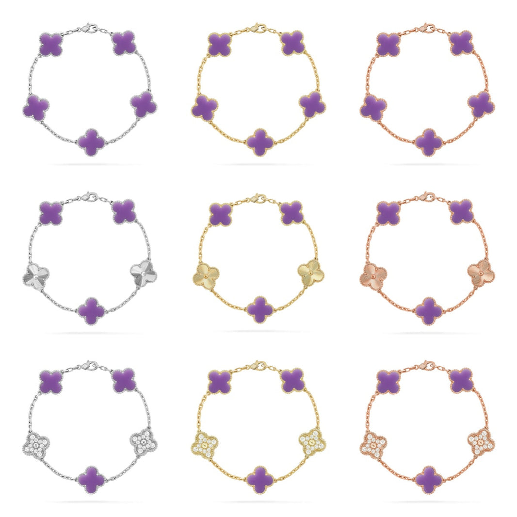 [Camiery]CLOVER 5 MOTIF LIGHT PURPLE BRACELET COLLECTION