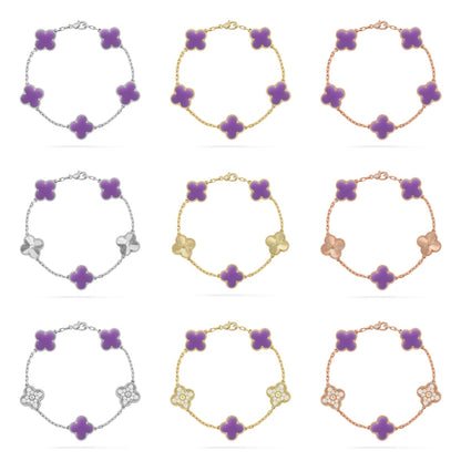 [Camiery]CLOVER 5 MOTIF LIGHT PURPLE BRACELET COLLECTION