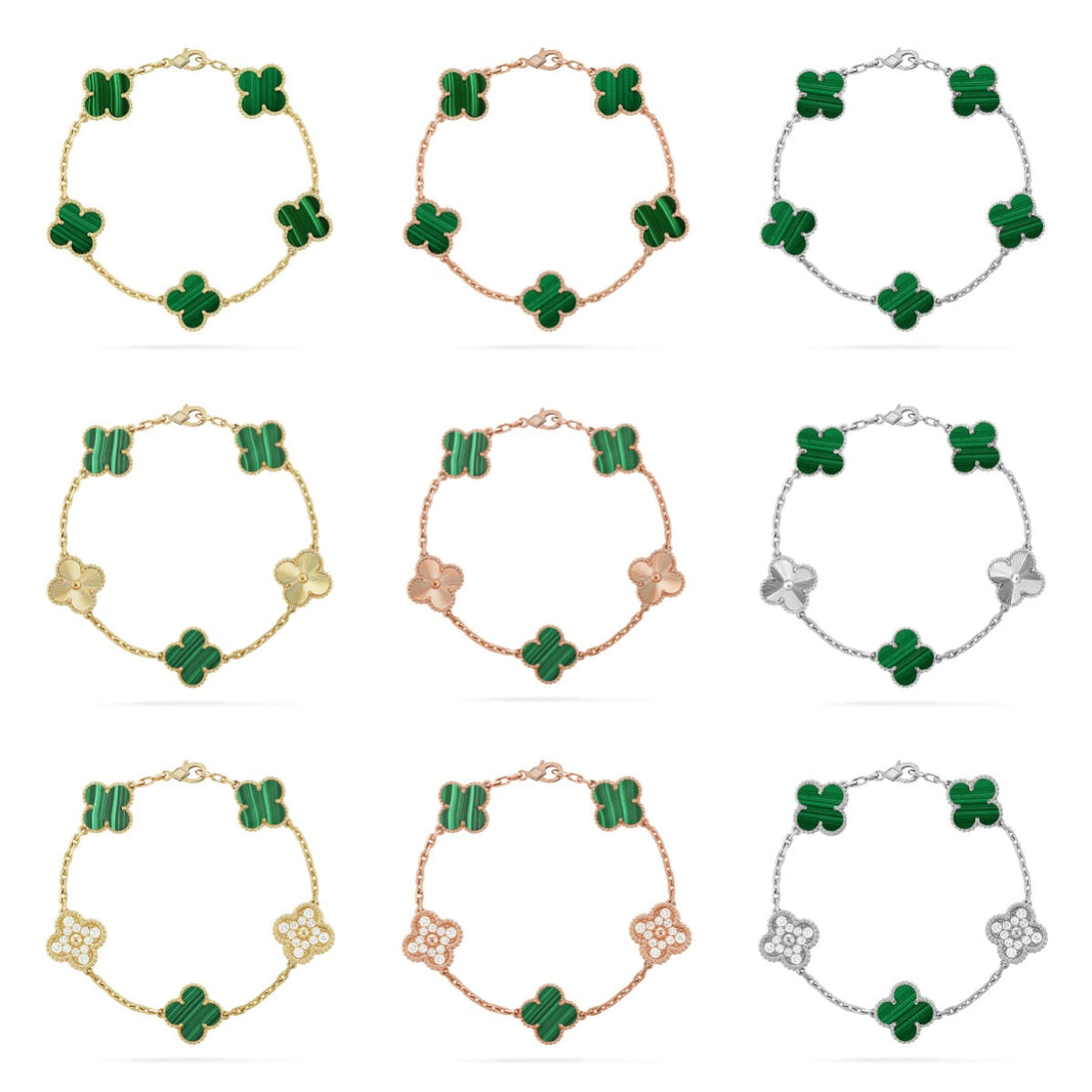 [Camiery] CLOVER 5 MOTIF MALACHITE BRACELET COLLECTION