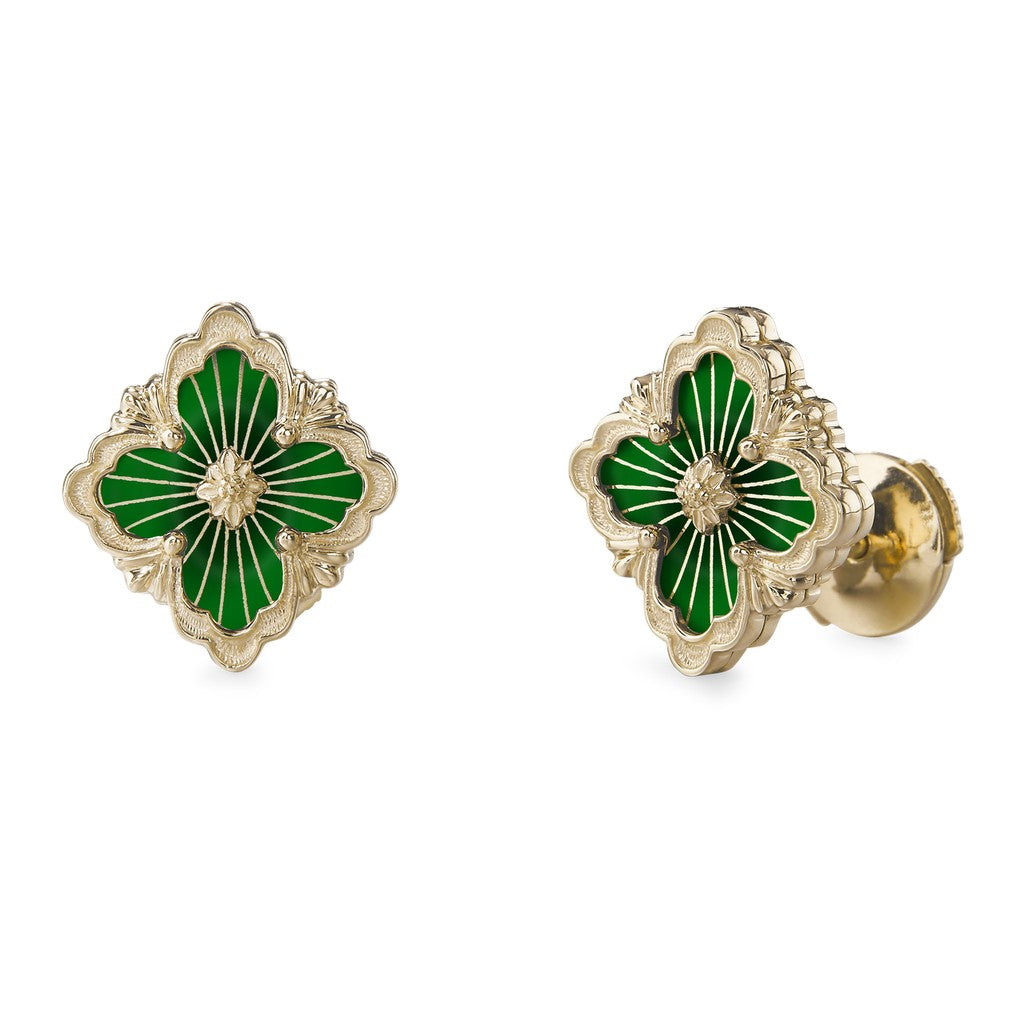[Camiery JEWELRY]OPERA TULLE GOLD BUTTON EARRINGS ENAMELED ELEMENT