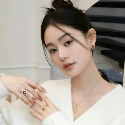 [Camiery JEWELRY]OPERA TULLE GOLD BUTTON EARRINGS ENAMELED ELEMENT