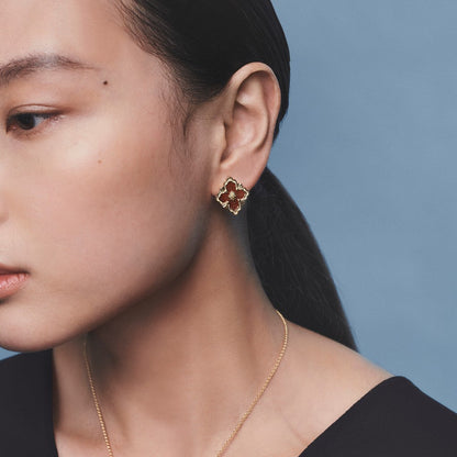 [Camiery JEWELRY]OPERA TULLE GOLD BUTTON EARRINGS ENAMELED ELEMENT
