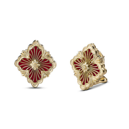 [Camiery JEWELRY]OPERA TULLE GOLD BUTTON EARRINGS ENAMELED ELEMENT