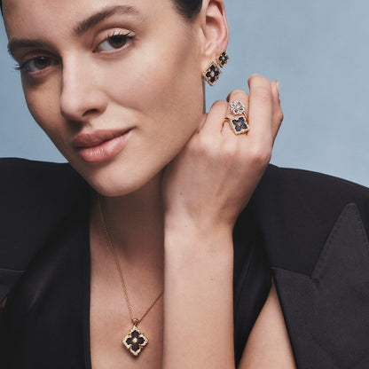 [Camiery JEWELRY]OPERA TULLE GOLD BUTTON EARRINGS ENAMELED ELEMENT