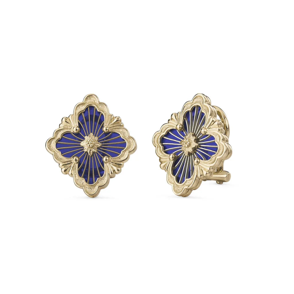 [Camiery JEWELRY]OPERA TULLE GOLD BUTTON EARRINGS ENAMELED ELEMENT
