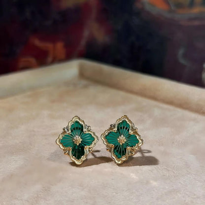 [Camiery JEWELRY]OPERA TULLE GOLD BUTTON EARRINGS ENAMELED ELEMENT
