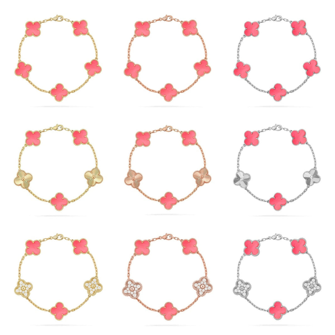 [Camiery] CLOVER 5 MOTIFS  PINK MOP BRACELET COLLECTION