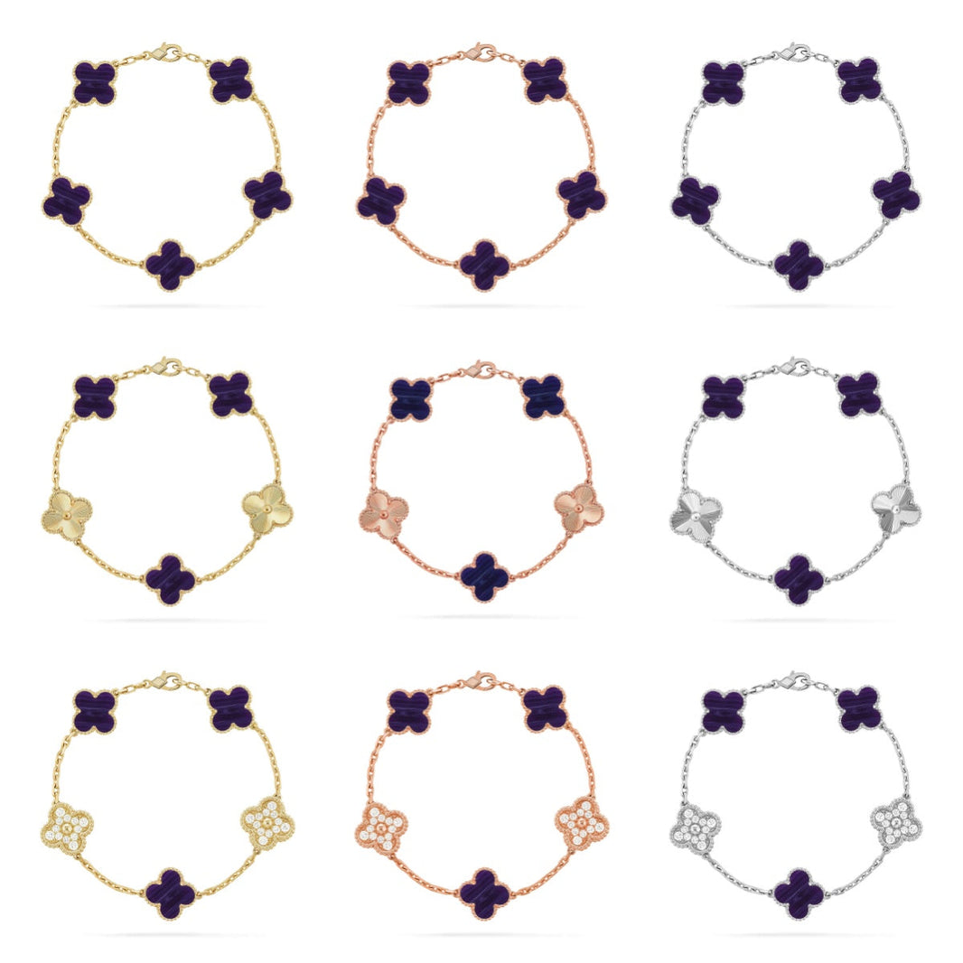 [Camiery]CLOVER 5 MOTIF PURPLE STRIPES BRACELET COLLECTION