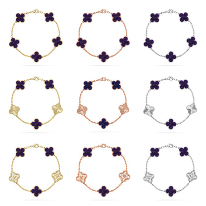 [Camiery]CLOVER 5 MOTIF PURPLE STRIPES BRACELET COLLECTION
