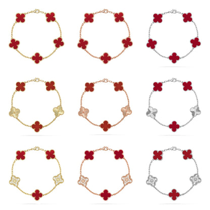 [Camiery] CLOVER 5 MOTIF RED CORNELIAN BRACELET COLLECTION