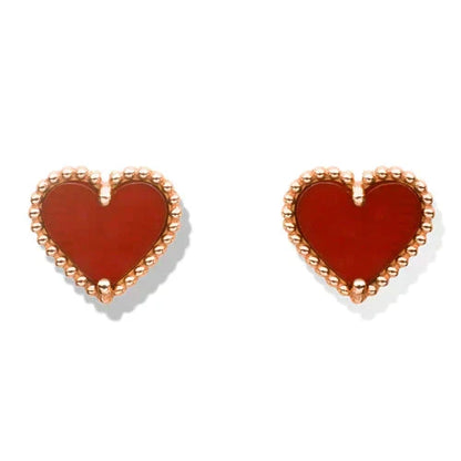 [Camiery]HEART CARNELIAN STUD EARRINGS