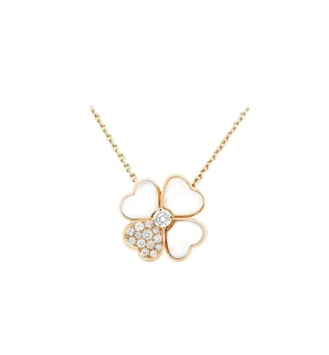 [Camiery]CLOVER MOP DIAMOND ROSE GOLD NECKLACE