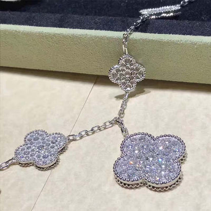 [Camiery]CLOVER 6 MOTIFS SILVER DIAMOND BRACELET