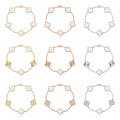 [Camiery]CLOVER WHITE PEARL MOP 5 MOTIF BRACELET COLLECTION