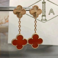 [Camiery]CLOVER 2 MOTIF  LASER CARNELIAN EARRINGS