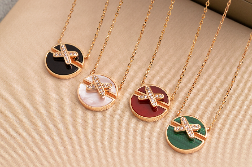 [Camiery]JEUX DE PINK GOLD DIAMOND NECKLACE