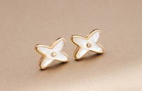 [Camiery]JEUX DE WHITE MOP ROSE GOLD DIAMOND EARRINGS