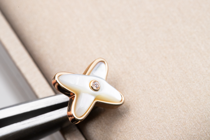 [Camiery]JEUX DE WHITE MOP PINK GOLD DIAMOND EARRINGS