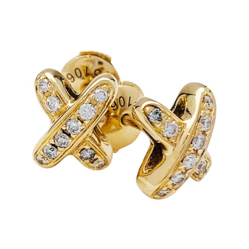 [Camiery]JEUX DE GOLD DIAMOND EARRINGS