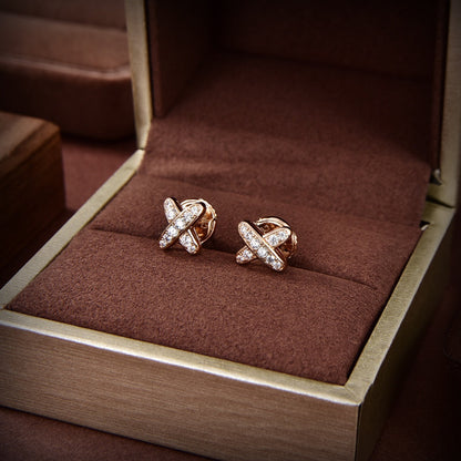 [Camiery]JEUX DE GOLD DIAMOND EARRINGS