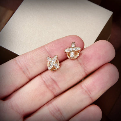 [Camiery]JEUX DE GOLD DIAMOND EARRINGS