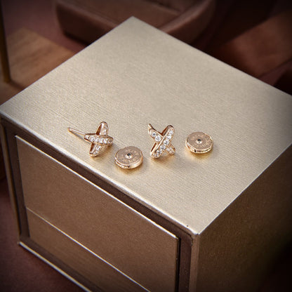 [Camiery]JEUX DE GOLD DIAMOND EARRINGS