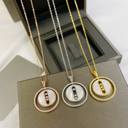 [Camiery]LUCKY MOVE MM NACRE BLANCHE DIAMOND NECKLACE