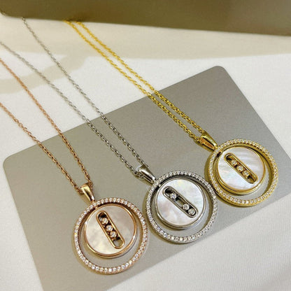 [Camiery]LUCKY MOVE MM NACRE BLANCHE DIAMOND NECKLACE