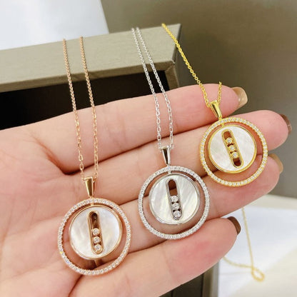 [Camiery]LUCKY MOVE MM NACRE BLANCHE DIAMOND NECKLACE