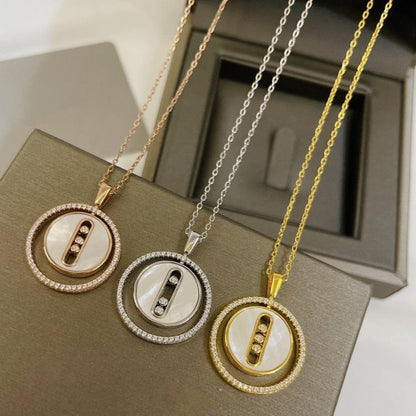[Camiery]LUCKY MOVE MM NACRE BLANCHE DIAMOND NECKLACE