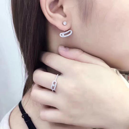 [Camiery]MOVE UNO SILVER DIAMOND EARRINGS