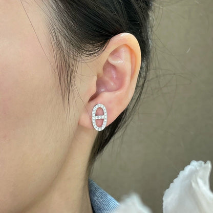 [Camiery]HM FULL DIAMOND PIG NOSE STUD EARRINGS