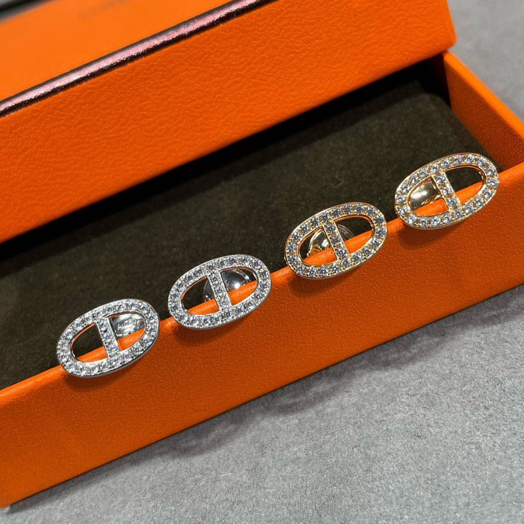 [Camiery]HM FULL DIAMOND PIG NOSE STUD EARRINGS