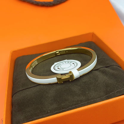 [Camiery]CLASSIC HM CLIC WHITE 8MM ENAMEL BRACELET