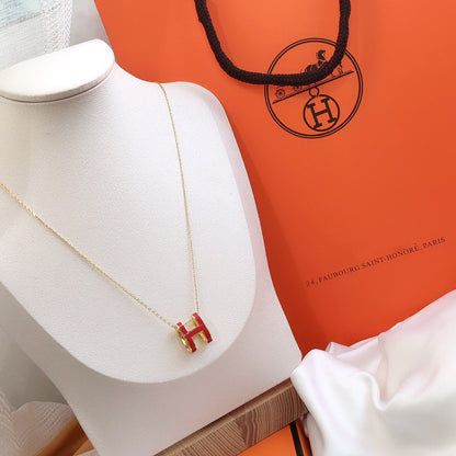 [Camiery]HM CLIC RED ENAMEL GOLD NECKLACE